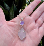 neodymium + lavender duo sea glass prong necklace