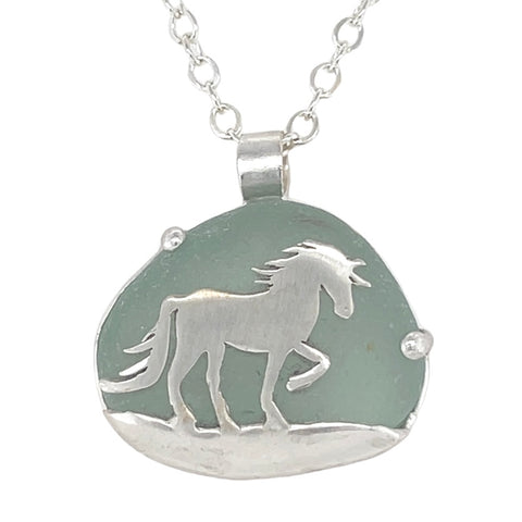 horse sea glass necklace