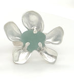 blooming plumeria pale turquoise sea glass ring - tossed & found jewelry