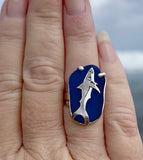 shark genuine sea glass ring