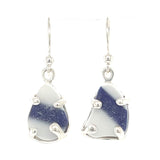 cobalt striped sea glass prong earrings