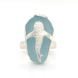 whale shark genuine sea glass ring