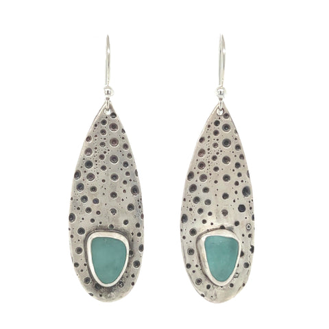 urchin turquoise sea glass oxidized earrings