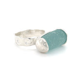 turquoise genuine sea glass stopper stem ring