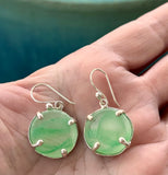 green Ohajiki sea glass prong earrings