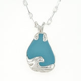 ocean wave bright aqua sea glass necklace