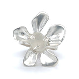 white plumeria sea glass ring