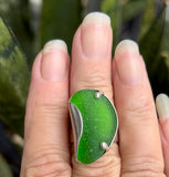 green wavy genuine sea glass ring - tossed & found jewelry