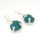teal sea glass prong earrings