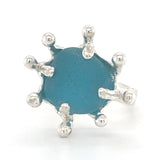 bright aqua  genuine sea glass ocean splash ring