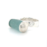 turquoise genuine sea glass stopper stem ring