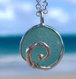 swirling wave sea foam sea glass necklace