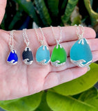 ocean wave turquoise sea glass necklace