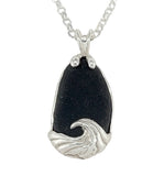 ocean wave black  sea glass necklace