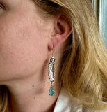abalone + aqua sea glass earrings