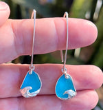 bright aqua sea glass wave earrings - tossed & found jewelry
