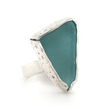 turquoise genuine sea glass urchin ring