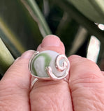 1/2 marble genuine sea glass swirl ring