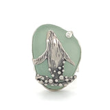 humpback whale sea foam genuine sea glass ring