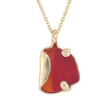 14k gold UV amberina genuine sea glass prong necklace