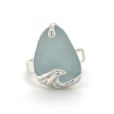 sea foam blue genuine sea glass wave ring - tossed & found jewelry