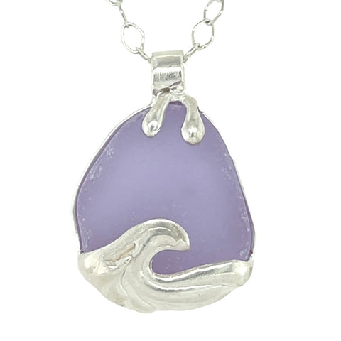 ocean wave neodymium sea glass necklace
