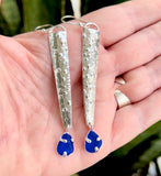 cobalt sea glass urchin earrings