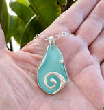 pale aqua sea glass swirl necklace