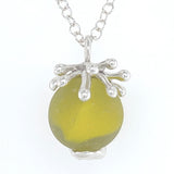 splashing wave yellow spinning marble sea glass necklace