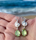 beautiful UV genuine sea glass shell earrings