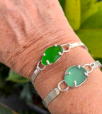 4 prong green sea glass bracelet