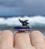 humpback whale breaching genuine sea glass ring