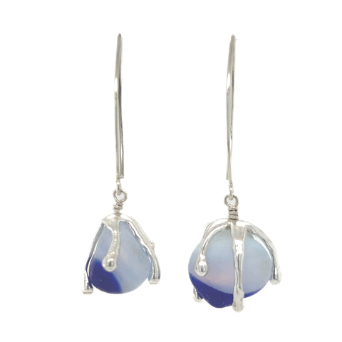 white + cobalt Davenport sea glass earrings