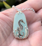 mystical sea horse sea glass necklace