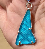 royal blue + aqua duo sea glass prong necklace