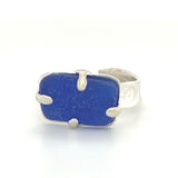 cobalt genuine sea glass four prong urchin ring
