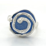 cornflower blue genuine sea glass swirl ring