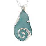 pale aqua sea glass swirl necklace