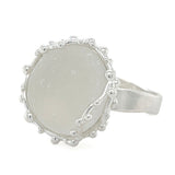 white ocean wave + droplets genuine sea glass ring