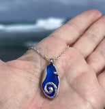 cobalt sea glass swirl necklace