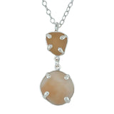 peachy duo sea glass prong necklace