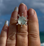sea foam genuine sea glass burst ring