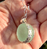 urchin orb genuine sea glass necklace