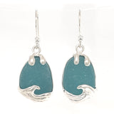 turquoise sea glass wave earrings
