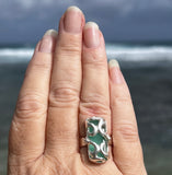 sea foam genuine sea glass ocean wave bead ring
