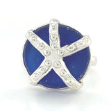 starfish cobalt blue genuine sea glass ring