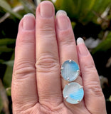 4 prong Ohajiki genuine sea glass ring