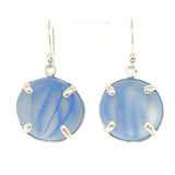 sky blue Ohajiki sea glass prong earrings