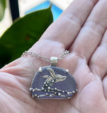 humpback whale breaching sea glass necklace