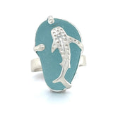 whale shark genuine sea glass ring